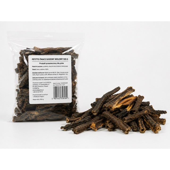 PETITTO Trippa di manzo disidratata Mono - snack per cani - 500g