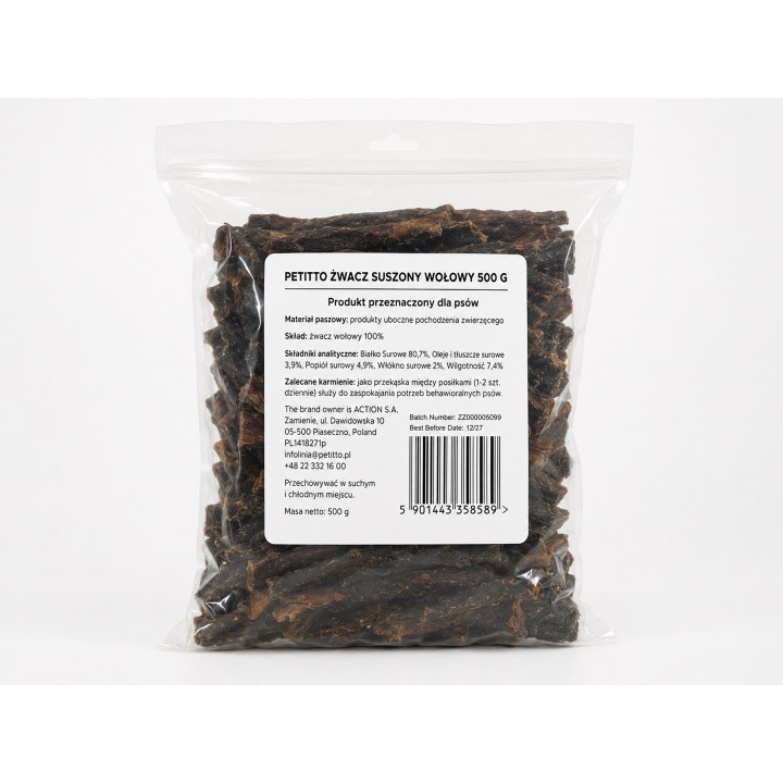 PETITTO Trippa di manzo disidratata Mono - snack per cani - 500g