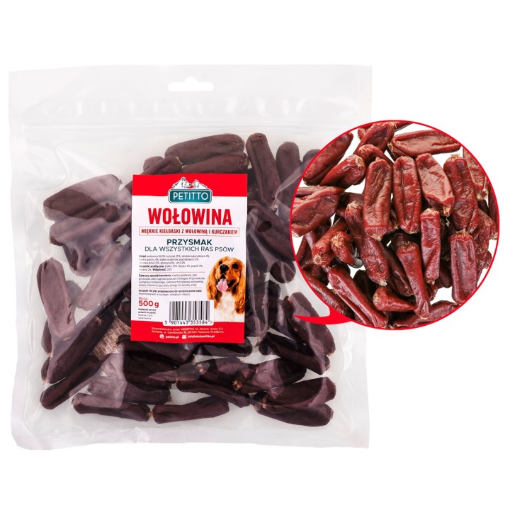 PETITTO Salsicce morbide di manzo - snack per cani - 500g