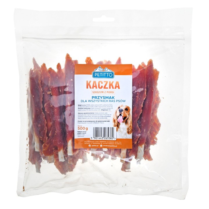 PETITTO Spiedino di petto d'anatra - snack per cani - 500 g