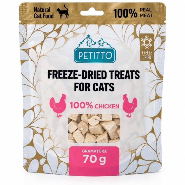 PETITTO Snack di pollo liofilizzato Mono - snack per gatti - 70g