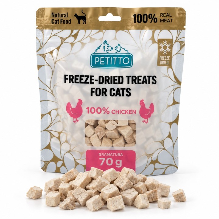 PETITTO Snack di pollo liofilizzato Mono - snack per gatti - 70g