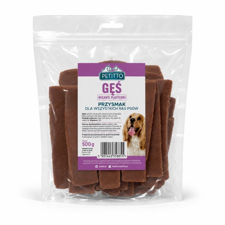 PETITTO Fette morbide di carne di oca - snack per cani - 500g