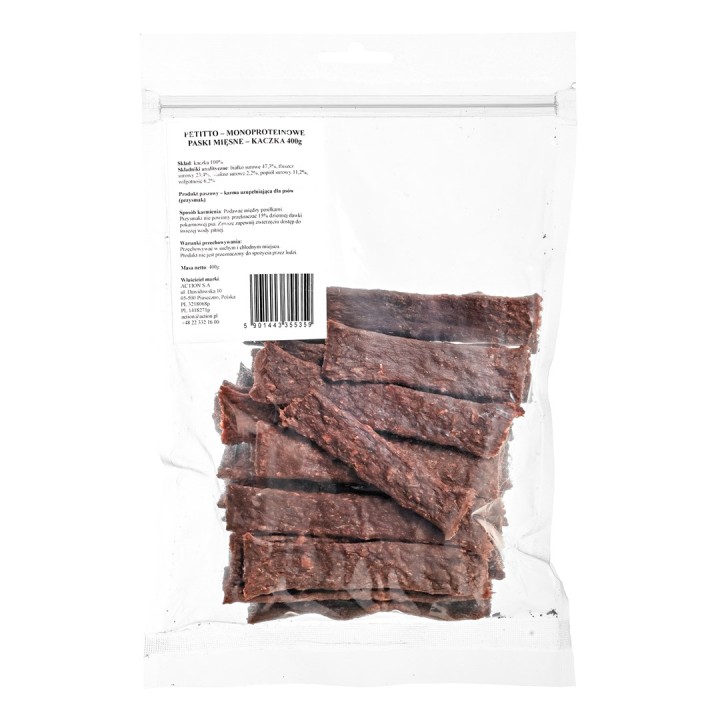 PETITTO Strisce di carne monoproteica anatra - snack per cani - 400g