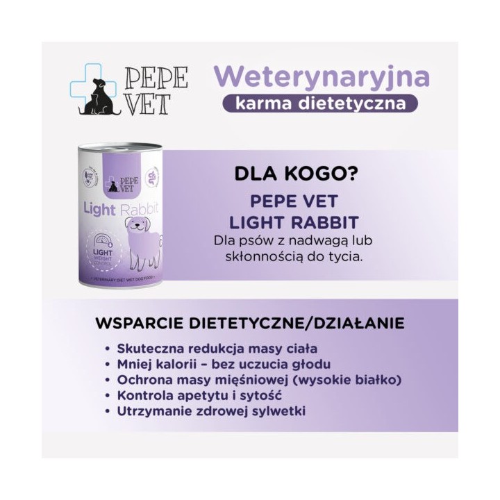 PAKA ZWIERZAKA Pepe Vet Light Mono Coniglio - cibo umido per cani - 400g