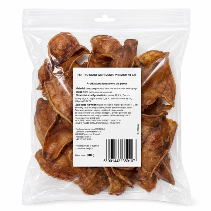 PETITTO Orecchio di maiale Premium Mono - snack per cani - 10 pz
