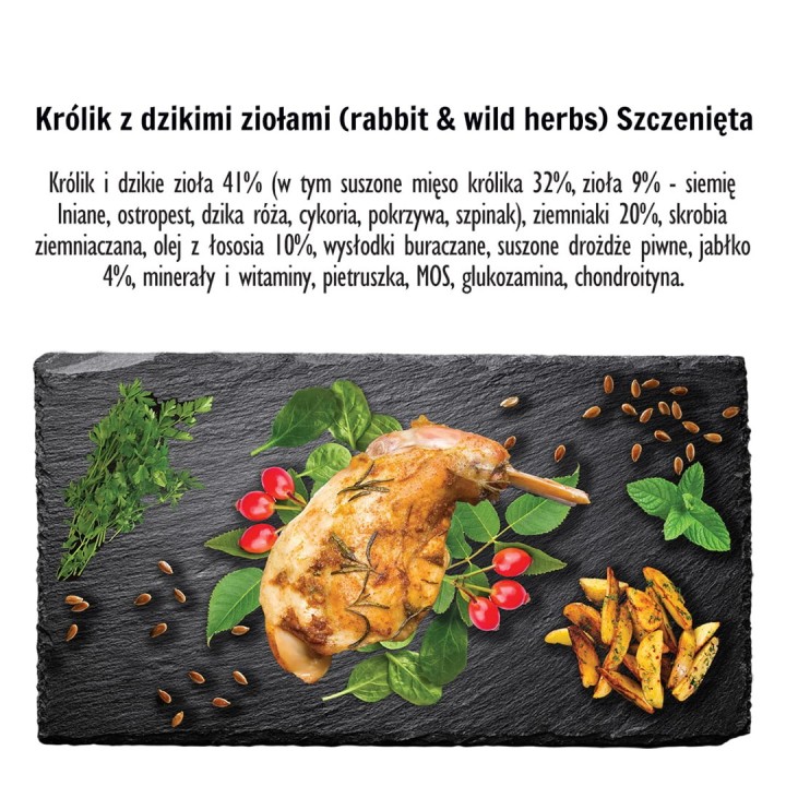 PAKA ZWIERZAKA Cucciolo Coniglio con erbe selvatiche S - cibo secco cani - 9kg