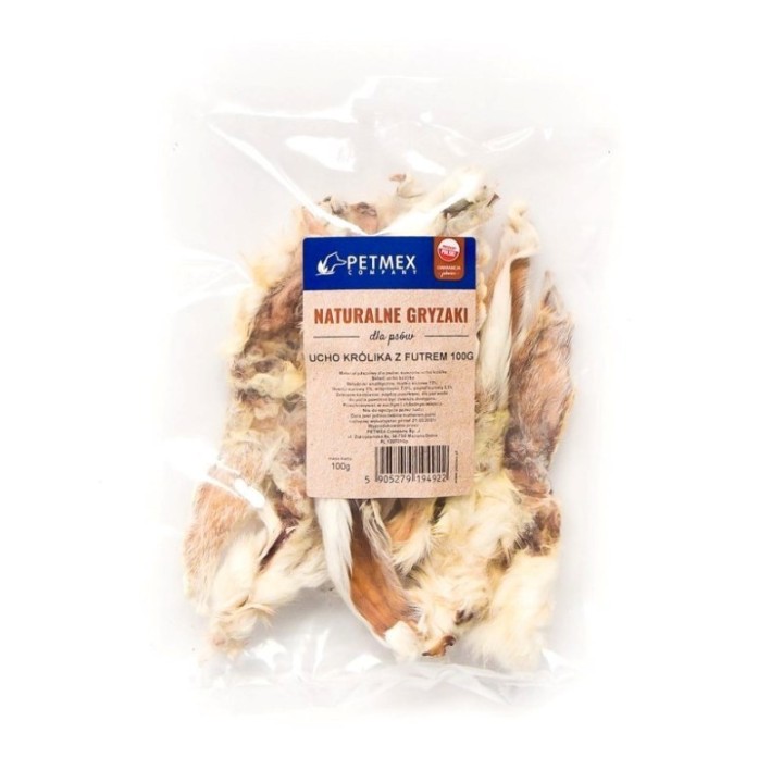 PETMEX Masticabile per cane orecchio di coniglio con pelo 100g