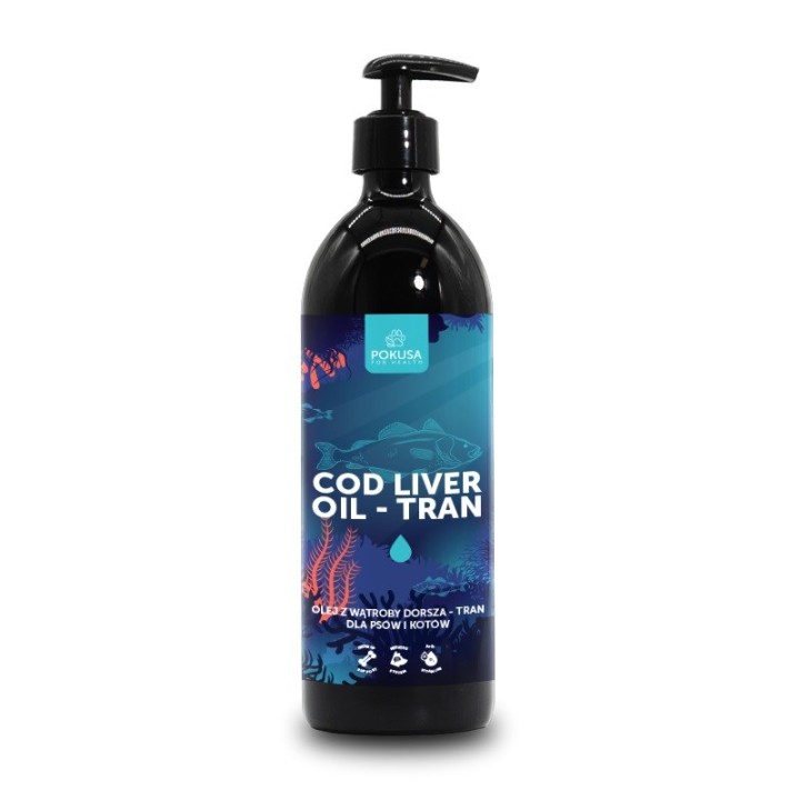 POKUSA Olio di fegato di merluzzo - olio di fegato di merluzzo per cani e gatti – 500ml