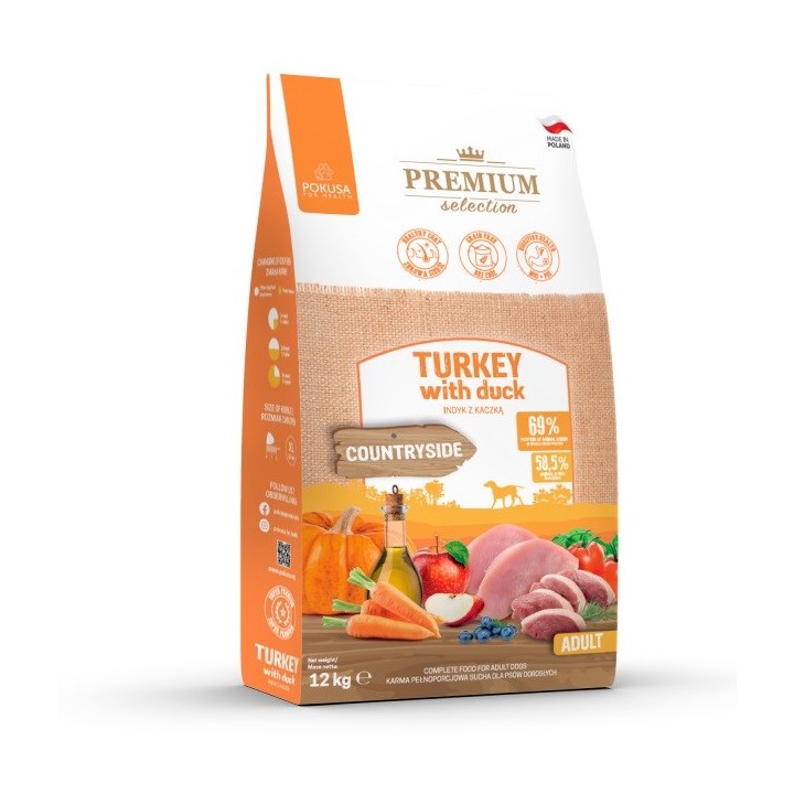 POKUSA Premium Selection Adult Tacchino con anatra - cibo secco per cani - 12kg