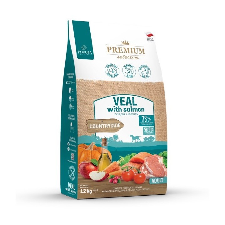 POKUSA Premium Selection Vitello con salmone Adult - cibo secco per cani - 12kg