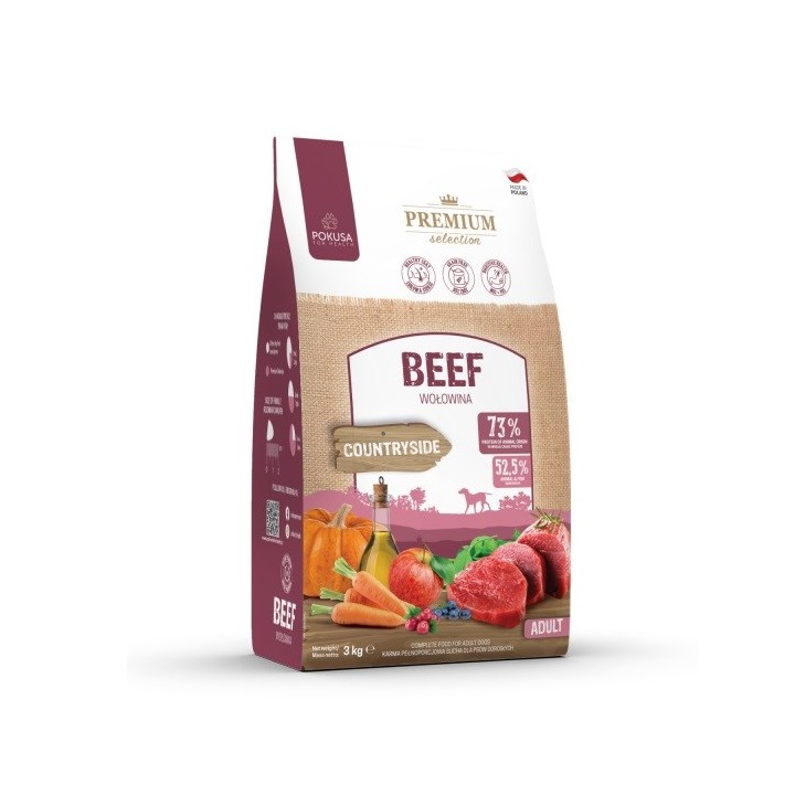 POKUSA Premium Selection Manzo Adult - cibo secco per cani - 3kg