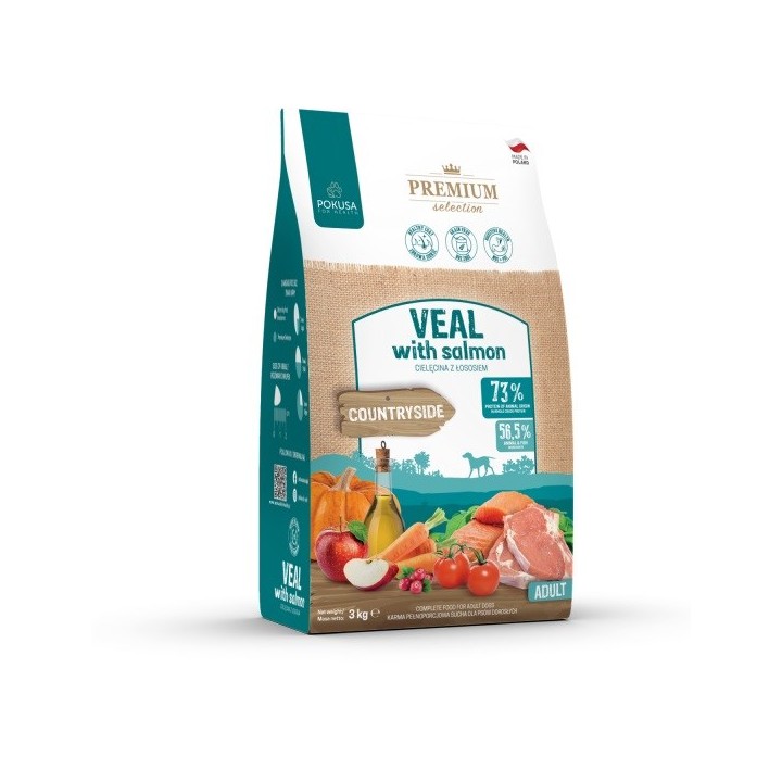 POKUSA Premium Selection Vitello con salmone Adult - cibo secco per cani - 3kg