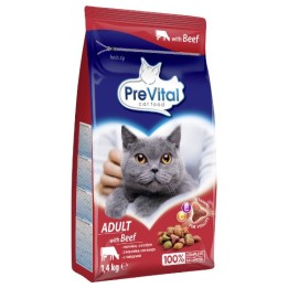 PREVITAL Cibo per gatti Adult con manzo - Cibo secco per gatti - 1.4 kg