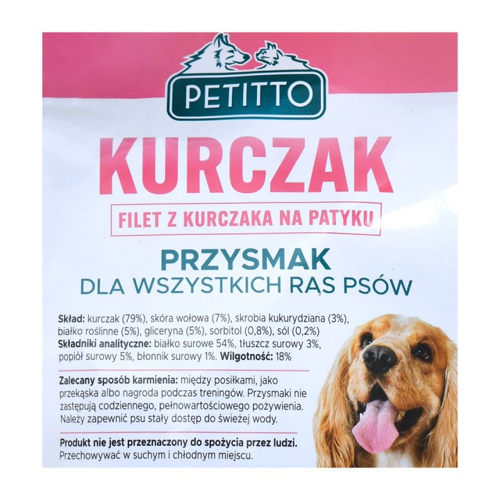 PETITTO Filetto di pollo su bastoncino - snack per cani - 500 g