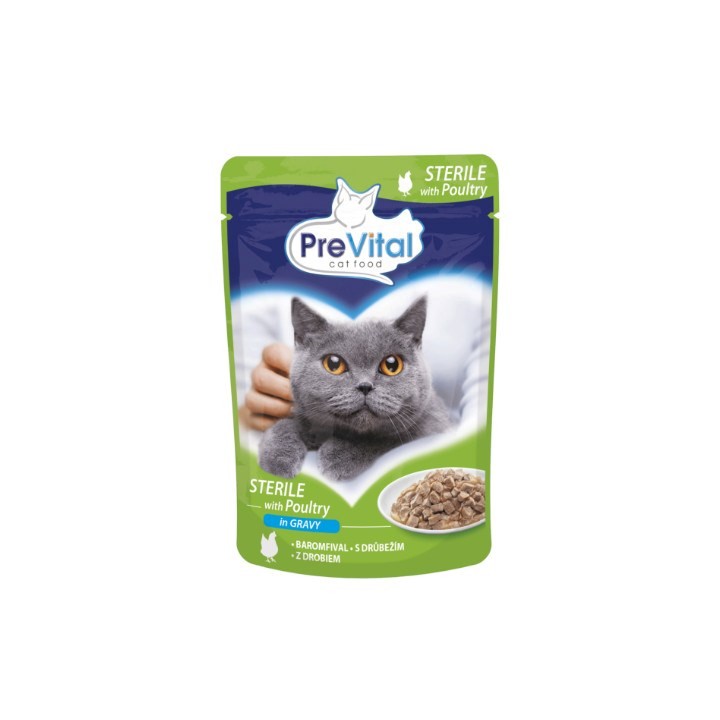 PREVITAL Cibo per gatti Sterile Pollame in salsa - Cibo umido per gatti - Bustina 100 g