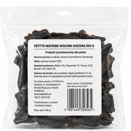 PETITTO Fegato di manzo disidratato Mono - snack per cani - 500g