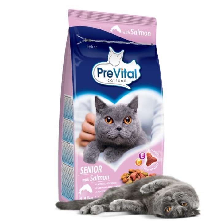 PREVITAL Senior salmone - cibo secco per gatti - 1 4kg