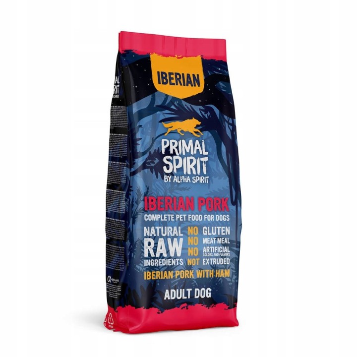 PRIMAL SPIRIT Iberian 70% Prosciutto di maiale – cibo semi-umido per cani – 12 kg