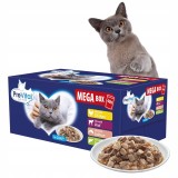 PREVITAL Mega Box vitello salmone fegato pollo - cibo umido per gatti - 40X100g