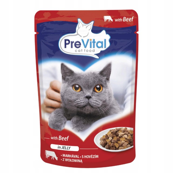 PREVITAL Manzo in gelatina - cibo umido per gatti - 100g