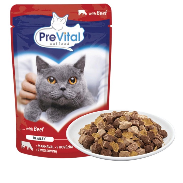 PREVITAL Manzo in gelatina - cibo umido per gatti - 100g