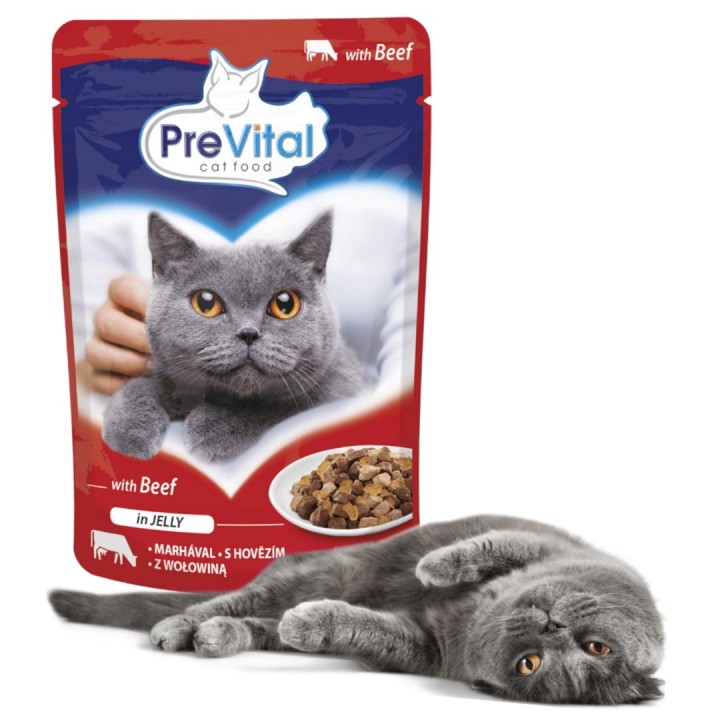 PREVITAL Manzo in gelatina - cibo umido per gatti - 100g