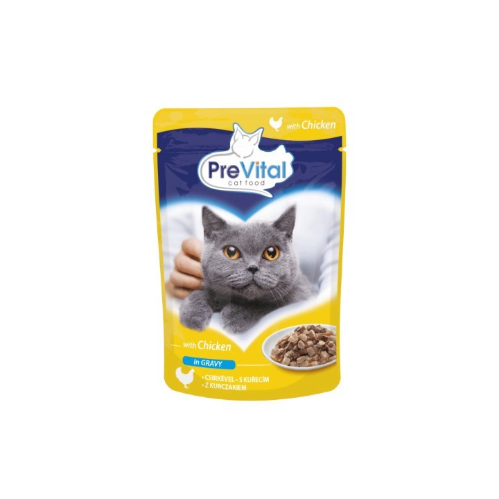 PREVITAL Cat Food Mix 4 Sapori Pollo Vitello Salmone Pollame - cibo umido per gatti – 96 x 100 g