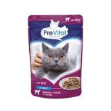 PREVITAL Cat Food Mix 4 Sapori Pollo Vitello Salmone Pollame - cibo umido per gatti – 96 x 100 g