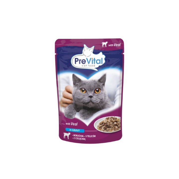 PREVITAL Cat Food Mix 4 Sapori Pollo Vitello Salmone Pollame - cibo umido per gatti – 96 x 100 g