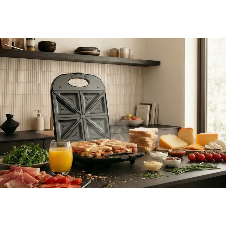 Promis STP 25 XXL macchina per sandwich 4 toast 1400 W nera
