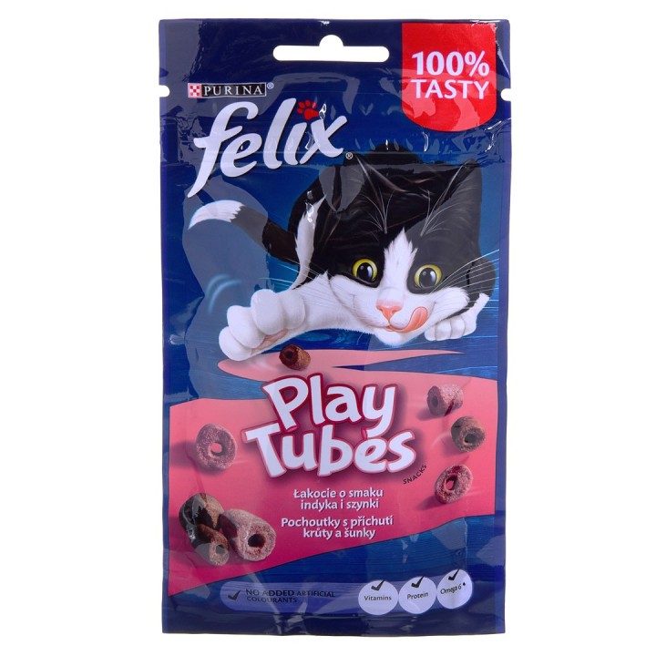 FELIX Play Tubes Tacchino Prosciutto - cibo secco per gatti - 50 g