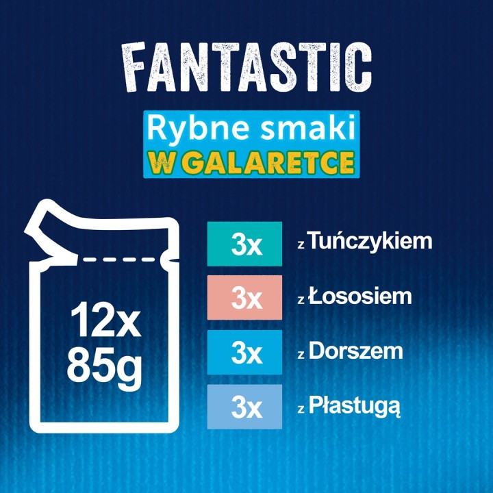 Felix Fantastic gusti di pesce in gelatina con tonno salmone merluzzo e passera di mare - (12x 85 g)