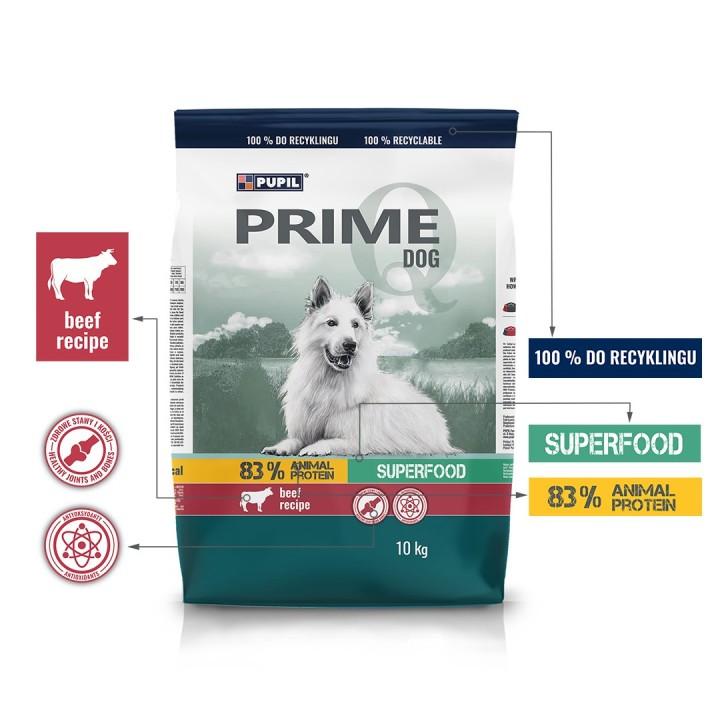 PUPIL Prime ricco di manzo con verdure - cibo secco per cani - 10kg