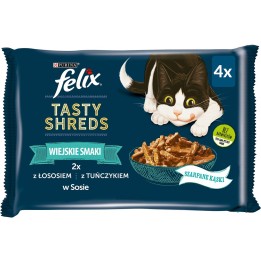FELIX Tasty Shreds con salmone e tonno - 4x 80g