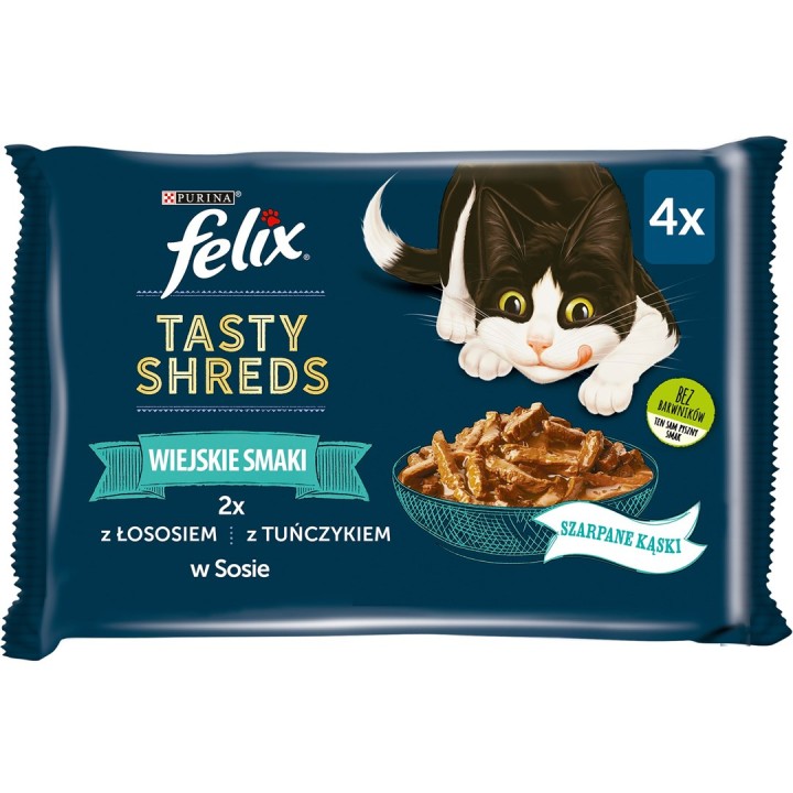 FELIX Tasty Shreds con salmone e tonno - 4x 80g