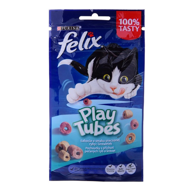 FELIX Play Tubes Pesce Gamberetti - cibo secco per gatti - 50 g