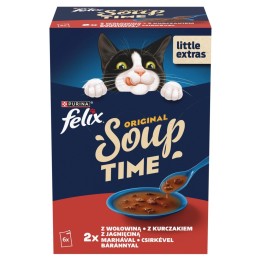 PURINA Felix Original Soup Time Box Manzo agnello pollo - cibo umido per gatti - 6x48g