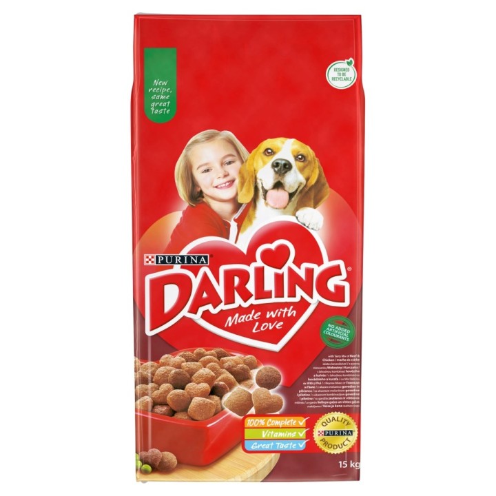 PURINA Darling Manzo con pollo - cibo secco per cani - 15kg
