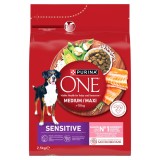 PURINA One Adult Medium/Maxi Sensitive Ricco di salmone con riso - cibo secco per cani - 2 5kg