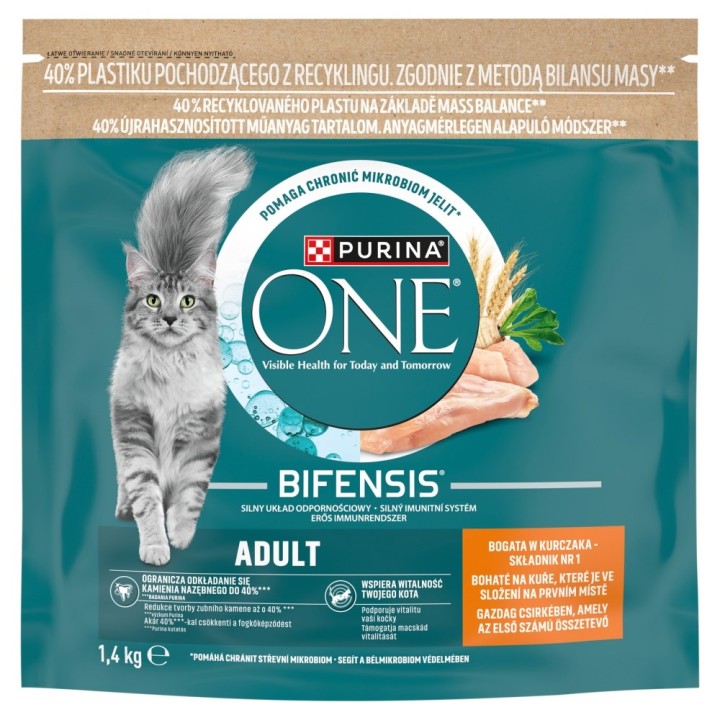 PURINA One Bifensis Adult Ricco di pollo - cibo secco per gatti - 1 4kg