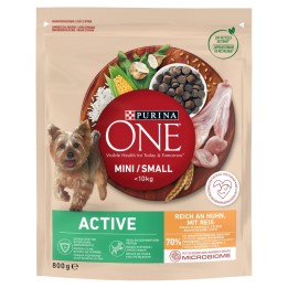PURINA One Mini/Small Active Ricco di pollo con riso - cibo secco per cani - 800g