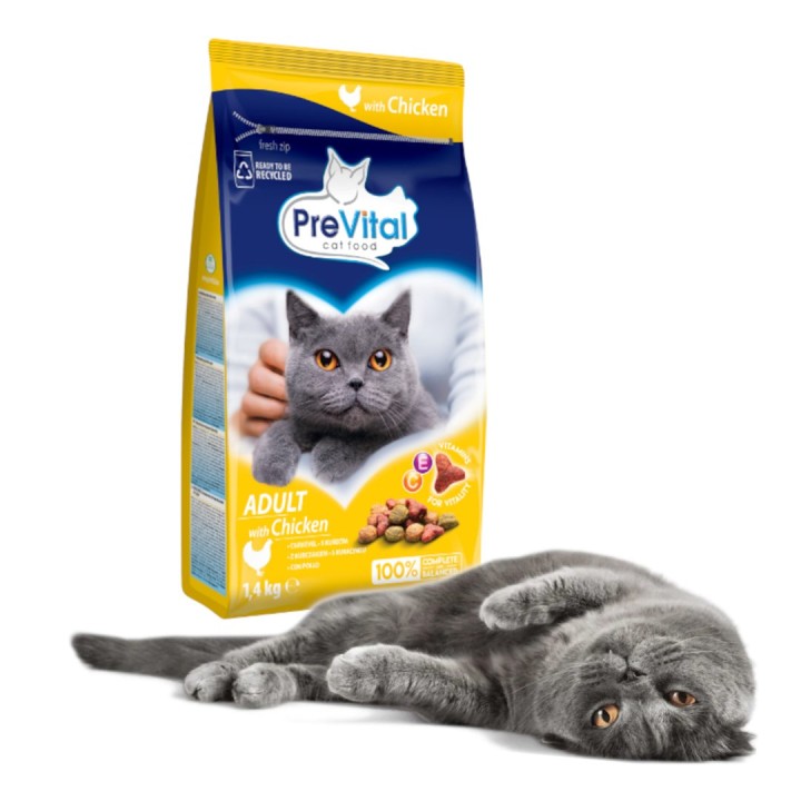 PREVITAL Cibo per gatti Adult con pollo - Cibo secco per gatti - 1.4 kg