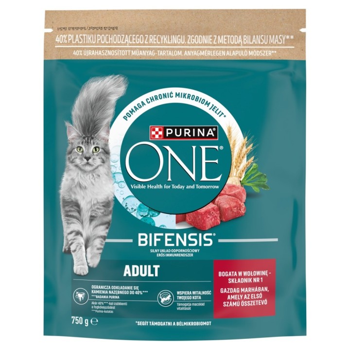 PURINA One Bifensis Adult Ricco di manzo - cibo secco per gatti - 750g
