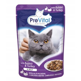 PREVITAL Tacchino e coniglio in gelatina - cibo umido per gatti - 100g