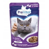 PREVITAL Tacchino e coniglio in gelatina - cibo umido per gatti - 100g