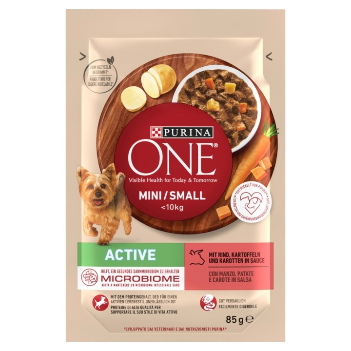 PURINA One Mini/Small Active Manzo - cibo umido per cani - 85g
