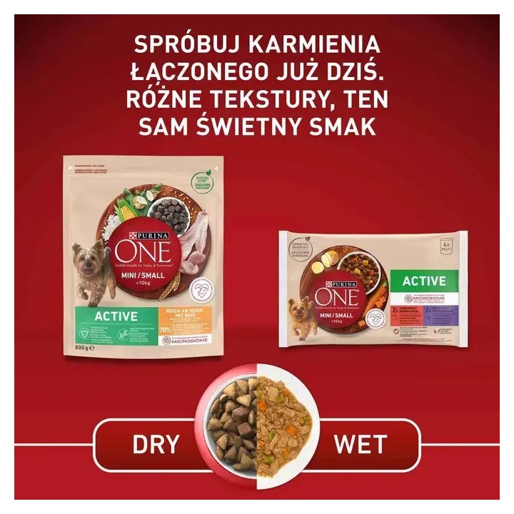 PURINA One Mini/Small Active Manzo - cibo umido per cani - 85g