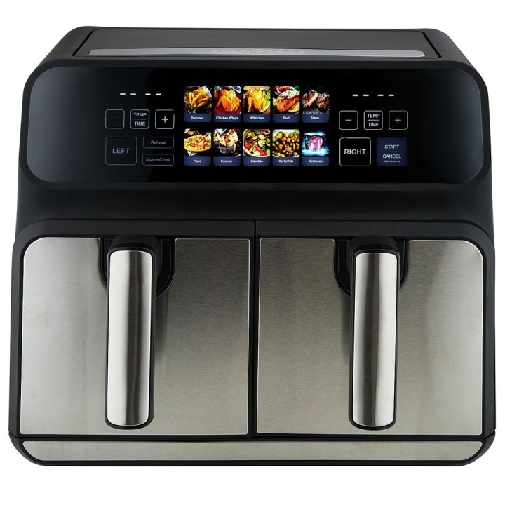 ProfiCook PC-FR 1287 H Friggitrice ad aria calda doppia 8 L Da banco 2200 W Nero Acciaio inox