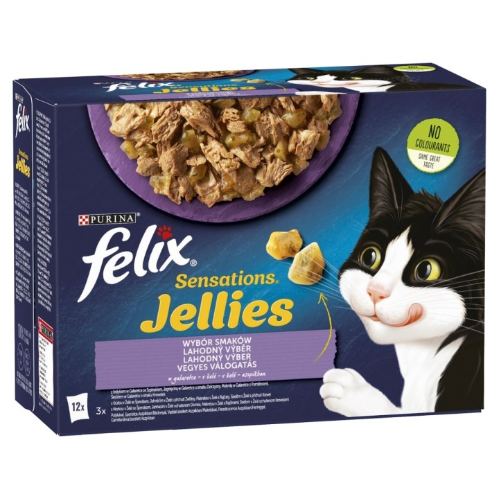 Purina Felix Sensations Mix Tacchino Sgombro Agnello Aringa - Cibo Umido per Gatti - 12x85 g